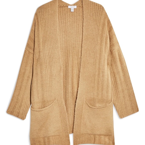 NWT Topshop Open Front Oversized Cardigan Camel - Picture 4 of 7